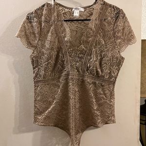 Lace bodysuit. Beige, size medium.